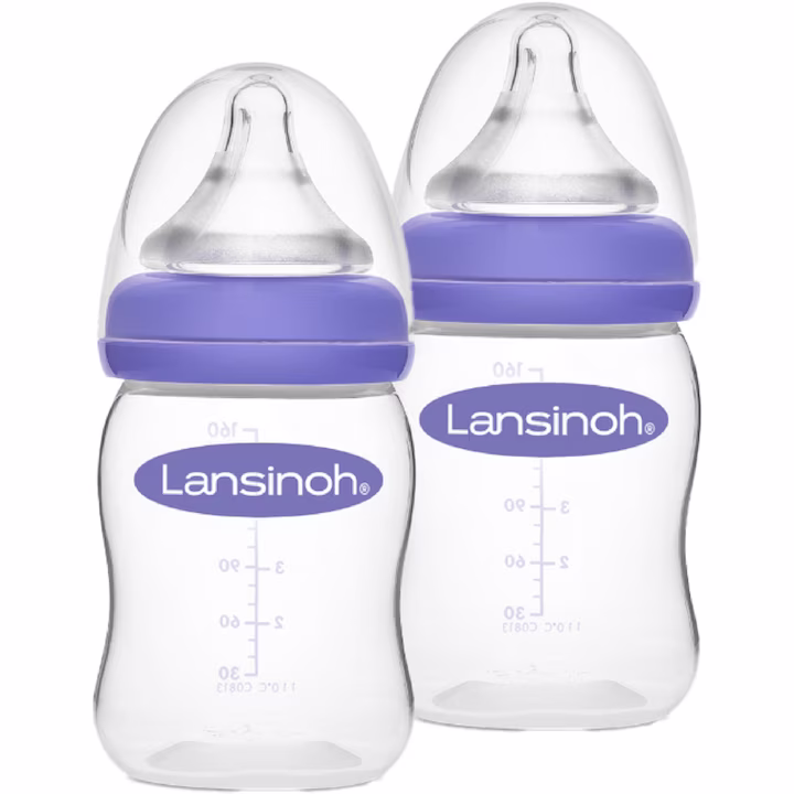 Biberon Lansinoh, cu tetina din silicon cu flux lent 0% BPA
